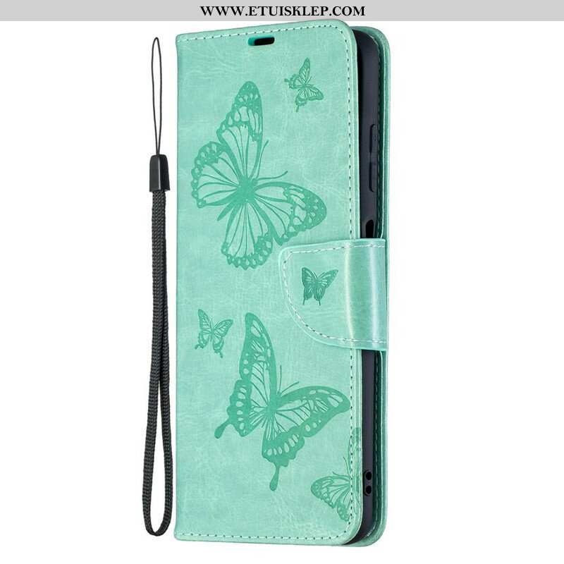 Etui Folio do Poco X3 / X3 Pro / X3 NFC z Łańcuch Paski Z Nadrukiem Motyli